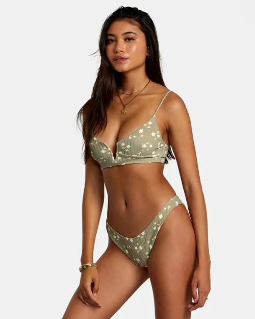 Rvca Decoupage High Leg Bikini Bottoms Aloe Women Bikini Bottoms