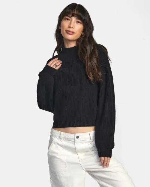 Rvca Dream Cycle Turtleneck Sweater Black Women Sweaters