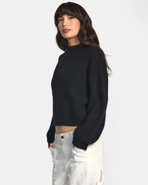 Rvca Dream Cycle Turtleneck Sweater Black Women Sweaters