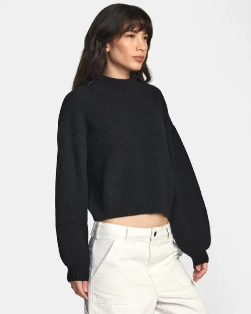 Rvca Dream Cycle Turtleneck Sweater Black Women Sweaters