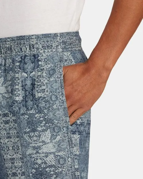 Rvca Escape Beach Trip Elastic Waist Shorts Blue Men Shorts and Hybrids