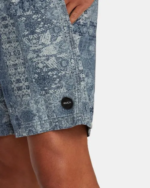 Rvca Escape Beach Trip Elastic Waist Shorts Blue Men Shorts and Hybrids