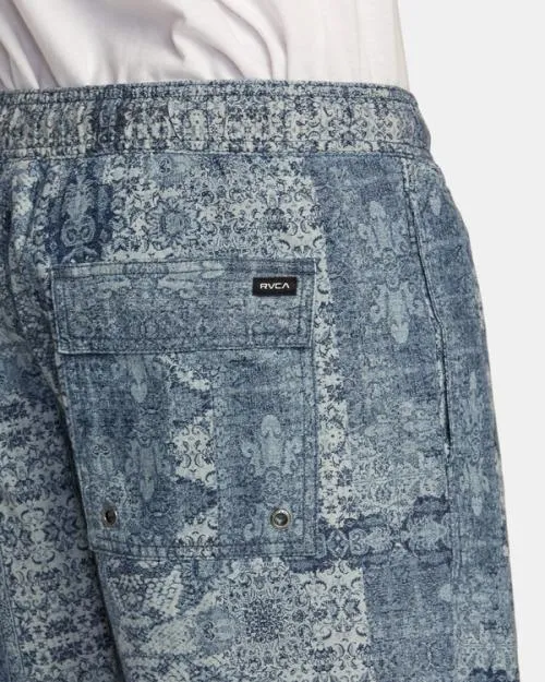 Rvca Escape Beach Trip Elastic Waist Shorts Blue Men Shorts and Hybrids