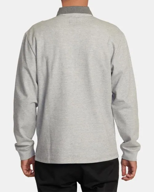 Rvca Fairfax Striped Long Sleeve Polo Shirt Cement Men Hoodies and Sweatshirts