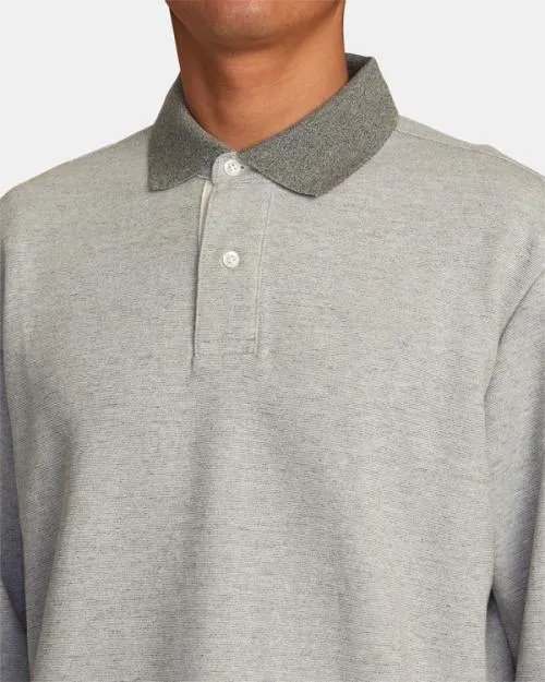 Rvca Fairfax Striped Long Sleeve Polo Shirt Cement Men Hoodies and Sweatshirts