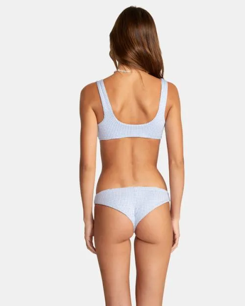 Rvca Gingham Reversible Bralette Bikini Top Ash Blue Women Bikini Tops