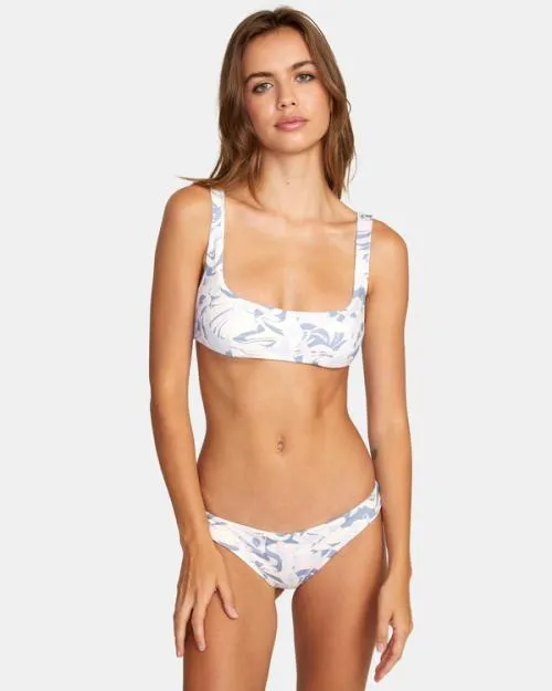 Rvca Gingham Reversible Bralette Bikini Top Ash Blue Women Bikini Tops