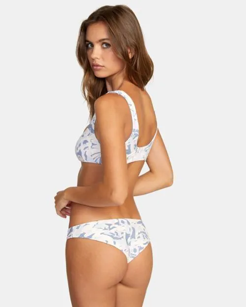 Rvca Gingham Reversible Bralette Bikini Top Ash Blue Women Bikini Tops