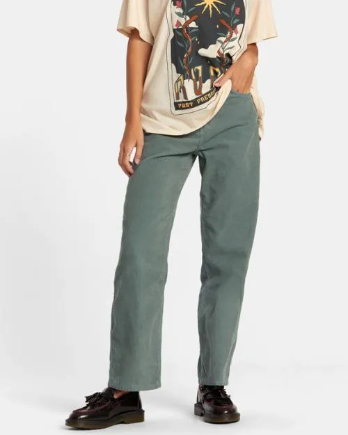 Rvca Heritage Corduroy Wide Leg Pants Spinach Women Pants
