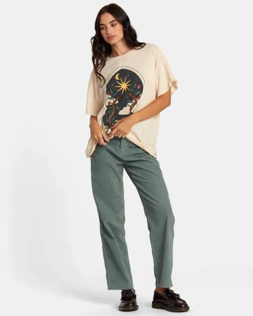 Rvca Heritage Corduroy Wide Leg Pants Spinach Women Pants