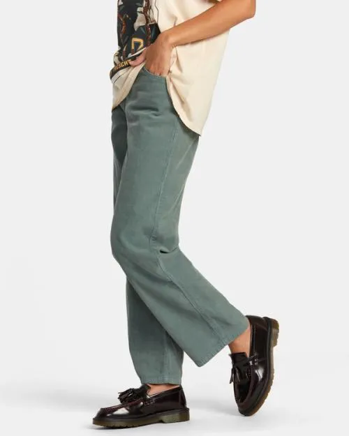 Rvca Heritage Corduroy Wide Leg Pants Spinach Women Pants