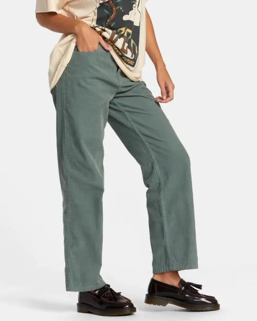 Rvca Heritage Corduroy Wide Leg Pants Spinach Women Pants