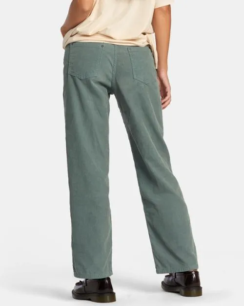 Rvca Heritage Corduroy Wide Leg Pants Spinach Women Pants