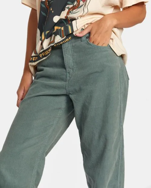 Rvca Heritage Corduroy Wide Leg Pants Spinach Women Pants