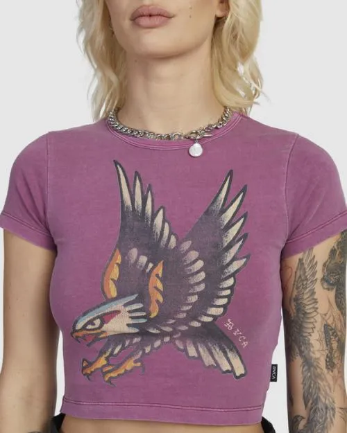Rvca Krak Eagle Baby Fitted TShirt Mulberry Women Tees and Tanks