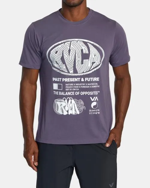 Rvca Laminate TShirt Gray Purple SportMen Short Sleeves