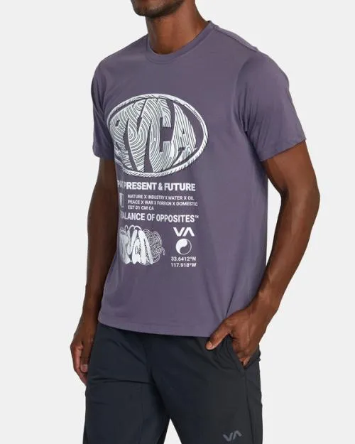 Rvca Laminate TShirt Gray Purple SportMen Short Sleeves