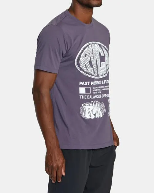 Rvca Laminate TShirt Gray Purple SportMen Short Sleeves