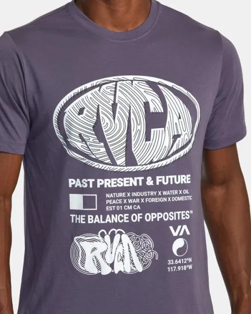 Rvca Laminate TShirt Gray Purple SportMen Short Sleeves