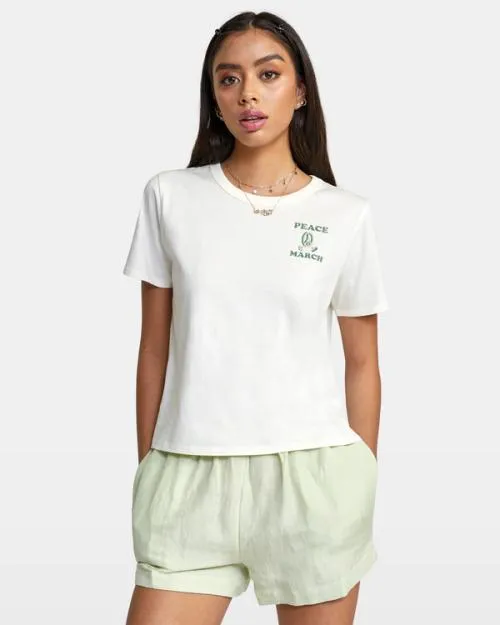 Rvca Linen Sawyer Elastic Waist Shorts Light Green Women Shorts and Skirts
