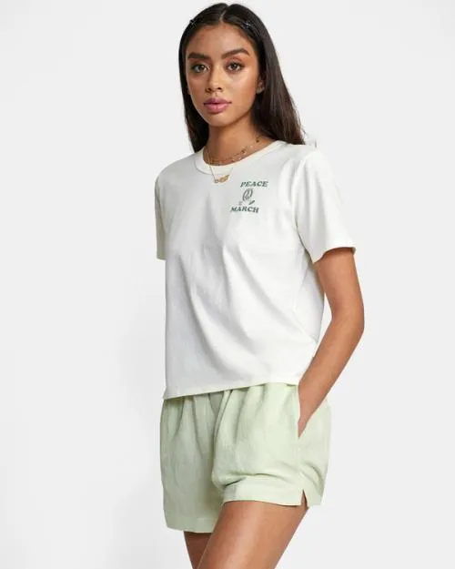 Rvca Linen Sawyer Elastic Waist Shorts Light Green Women Shorts and Skirts