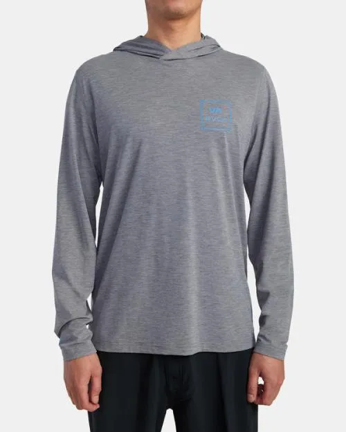 Rvca Long Sleeve Rashguard Hoodie Heather Grey Surf Rashguards and Surf Tees