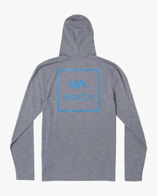Rvca Long Sleeve Rashguard Hoodie Heather Grey Surf Rashguards and Surf Tees