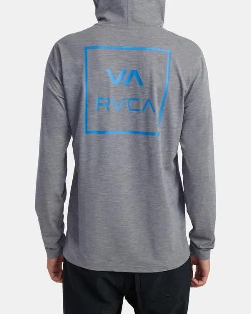 Rvca Long Sleeve Rashguard Hoodie Heather Grey Surf Rashguards and Surf Tees