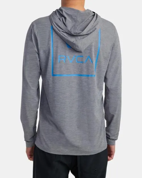 Rvca Long Sleeve Rashguard Hoodie Heather Grey Surf Rashguards and Surf Tees