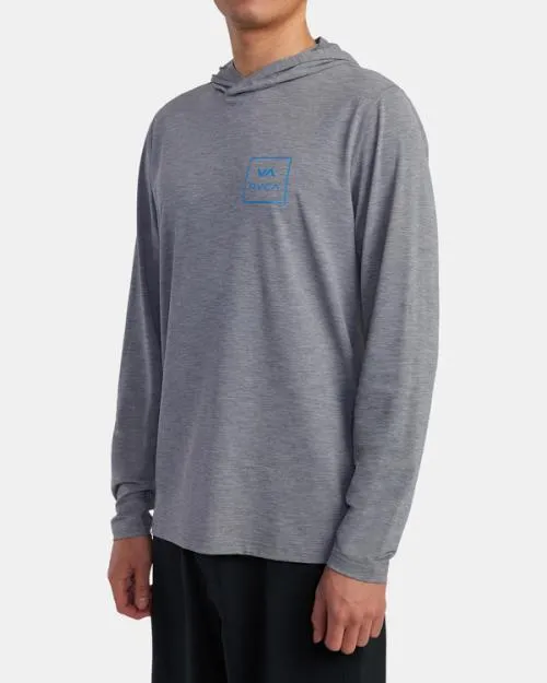 Rvca Long Sleeve Rashguard Hoodie Heather Grey Surf Rashguards and Surf Tees