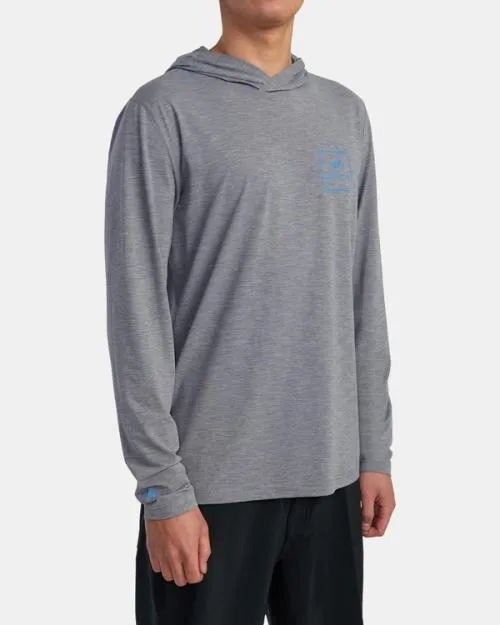 Rvca Long Sleeve Rashguard Hoodie Heather Grey Surf Rashguards and Surf Tees
