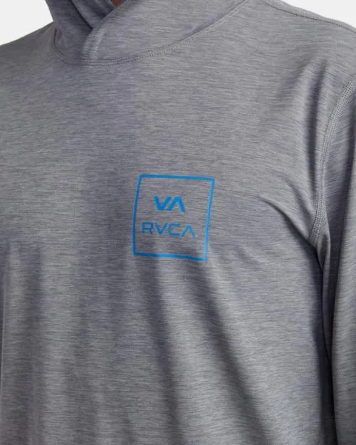 Rvca Long Sleeve Rashguard Hoodie Heather Grey Surf Rashguards and Surf Tees