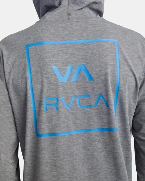 Rvca Long Sleeve Rashguard Hoodie Heather Grey Surf Rashguards and Surf Tees