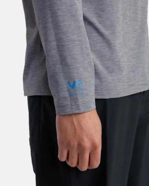 Rvca Long Sleeve Rashguard Hoodie Heather Grey Surf Rashguards and Surf Tees
