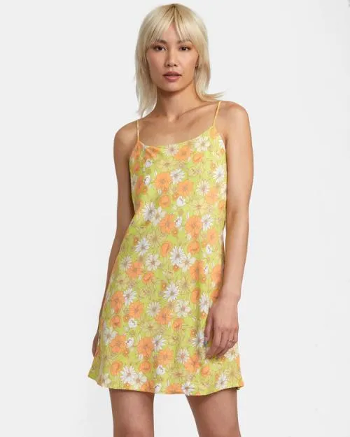 Rvca Macarthur Midi Dress Limeade Women Dresses and Rompers