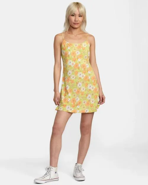 Rvca Macarthur Midi Dress Limeade Women Dresses and Rompers