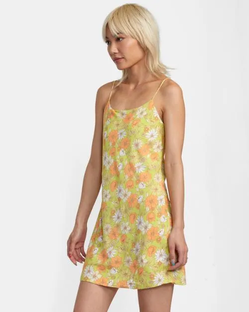 Rvca Macarthur Midi Dress Limeade Women Dresses and Rompers
