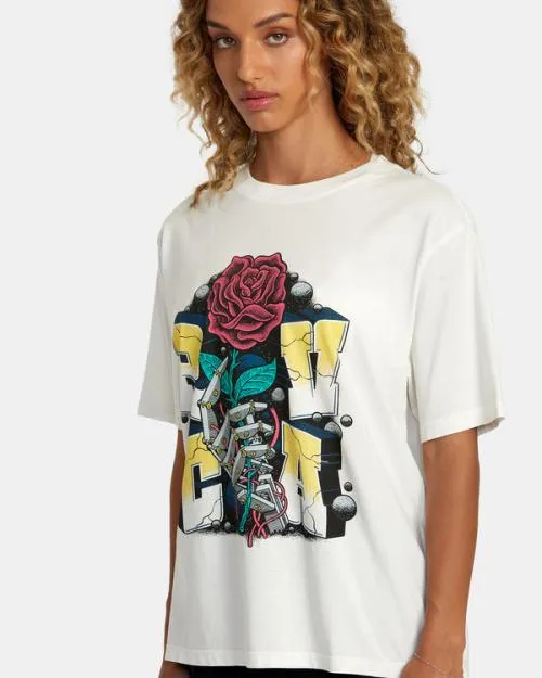 Rvca Mandroid Tee Vintage White Women Tees and Tanks