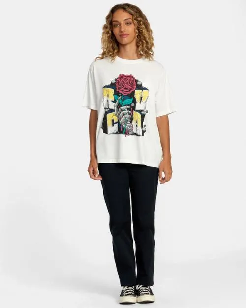 Rvca Mandroid Tee Vintage White Women Tees and Tanks