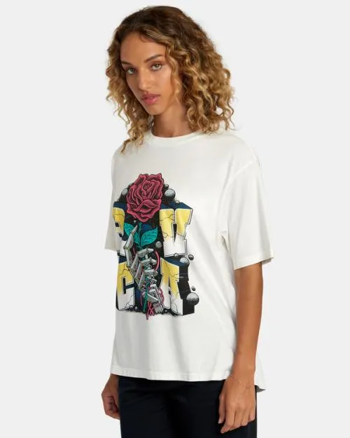 Rvca Mandroid Tee Vintage White Women Tees and Tanks