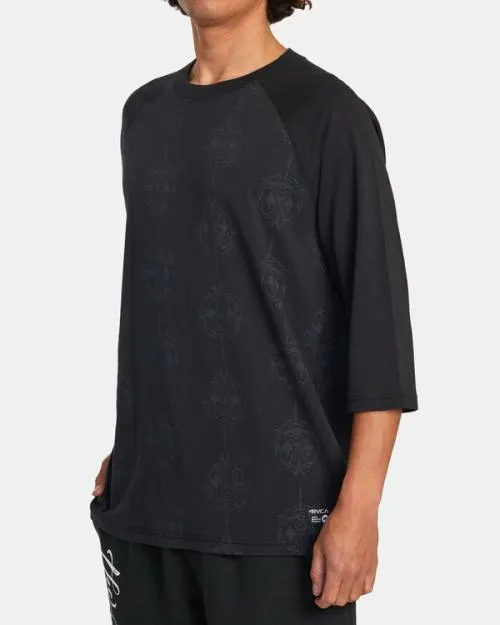 Rvca Mister Cartoon Smile Now Baseball Tee Blackgrey Men Tees and Tanks
