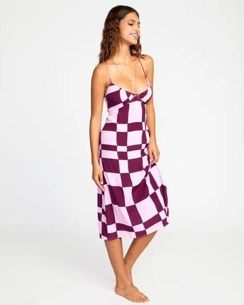 Rvca No Judgement Midi Dress Orchid Women Dresses and Rompers
