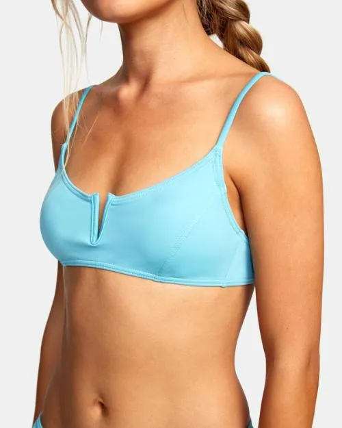 Rvca No Matter VWire Bralette Bikini Top Blue Crest Women Bikini Tops