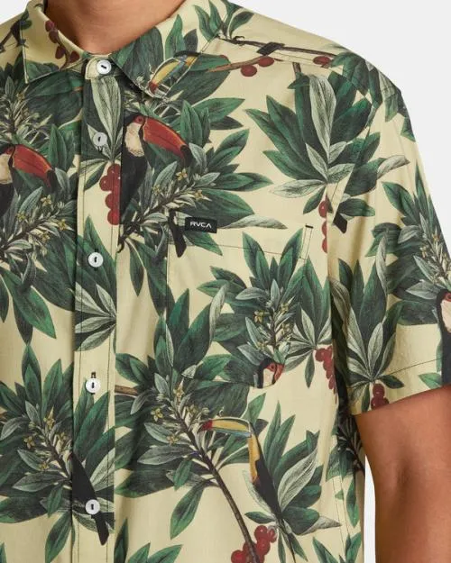 Rvca Pandemonium Short Sleeve Shirt Banana Men Shirts and Flannels