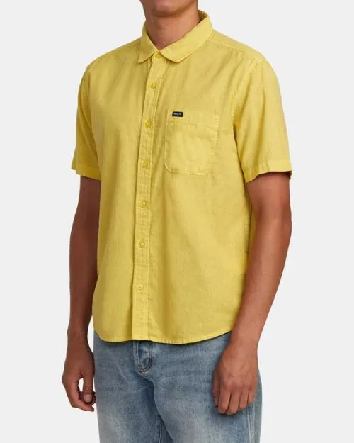 Rvca PTC Woven Short Sleeve Shirt Southern Moss Men Shirts and Flannels