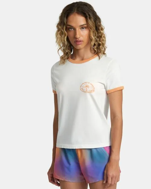 Rvca Rose Machado Encinitas Tee Vintage White Women Tees and Tanks