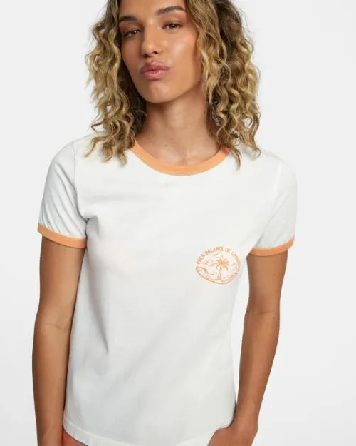 Rvca Rose Machado Encinitas Tee Vintage White Women Tees and Tanks