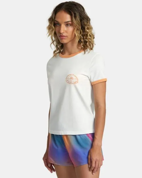 Rvca Rose Machado Encinitas Tee Vintage White Women Tees and Tanks
