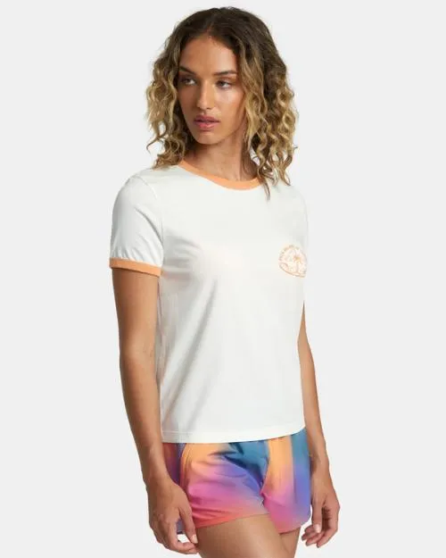Rvca Rose Machado Encinitas Tee Vintage White Women Tees and Tanks