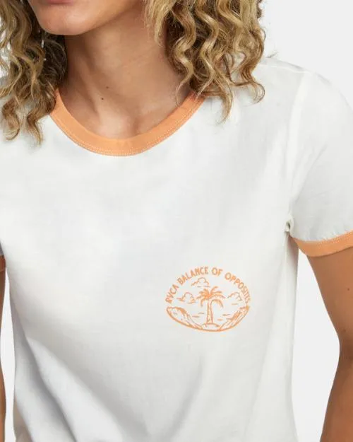 Rvca Rose Machado Encinitas Tee Vintage White Women Tees and Tanks